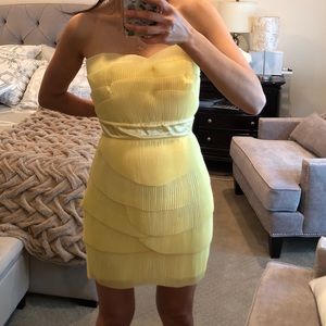 ASOS yellow mini strapless dress